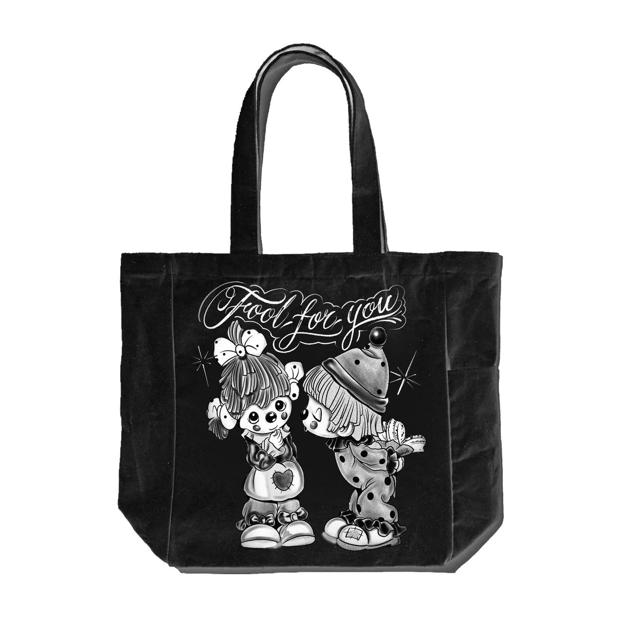 'Fool For You' Pen & Ink Large Tote Bag (Black)