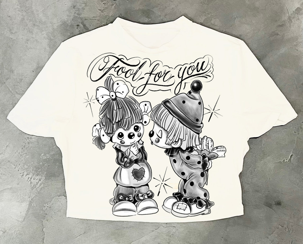 Limited Edition 'FOOL FOR YOU' Pen & Ink White Crop Tee