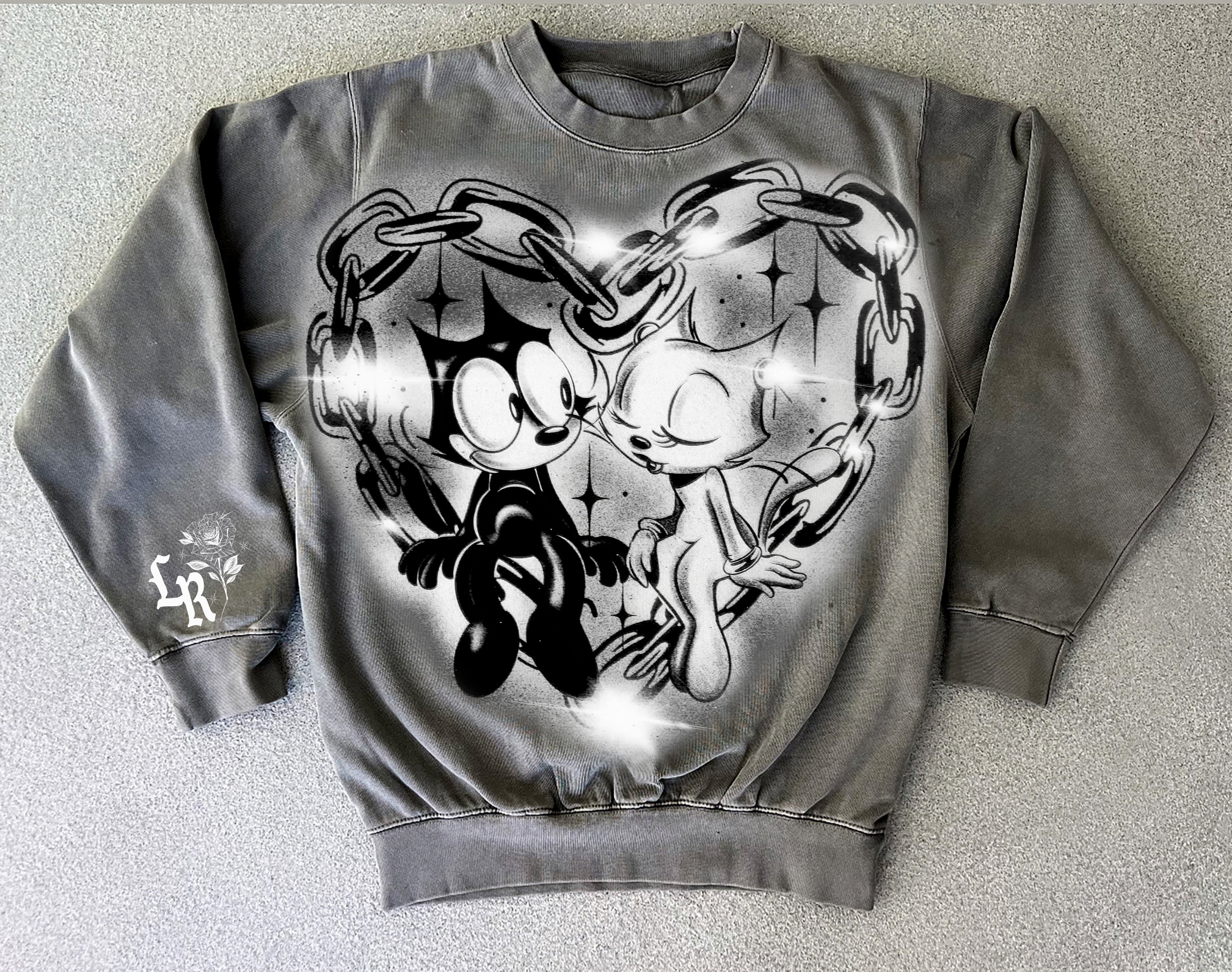Limited Edition 'Fool In Love With You' Black/White Ultra Premium Heavy Crewneck (Vintage Acid Washed Black)