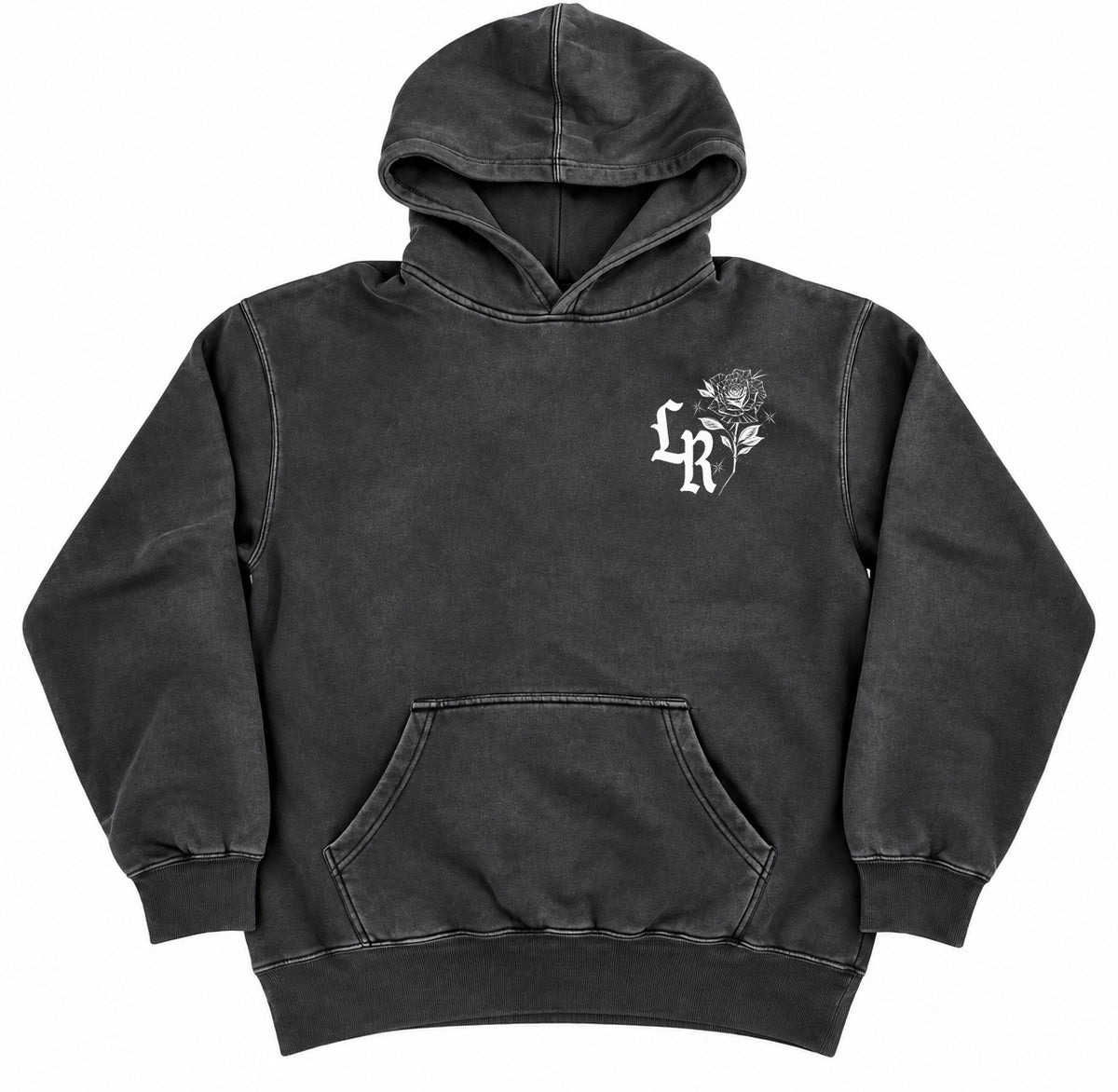 Limited Edition 'FOOL IN LOVE WITH YOU' Ultra Premium Vintage Washed Black Pullover Hoodie (VINTAGE WASHED BLACK)