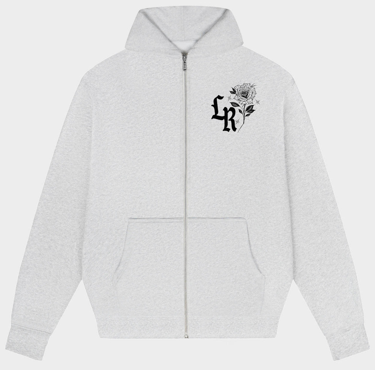 FOOL IN LOVE WITH YOU' Pen & Ink Zip-Up Hoodie (Grey)