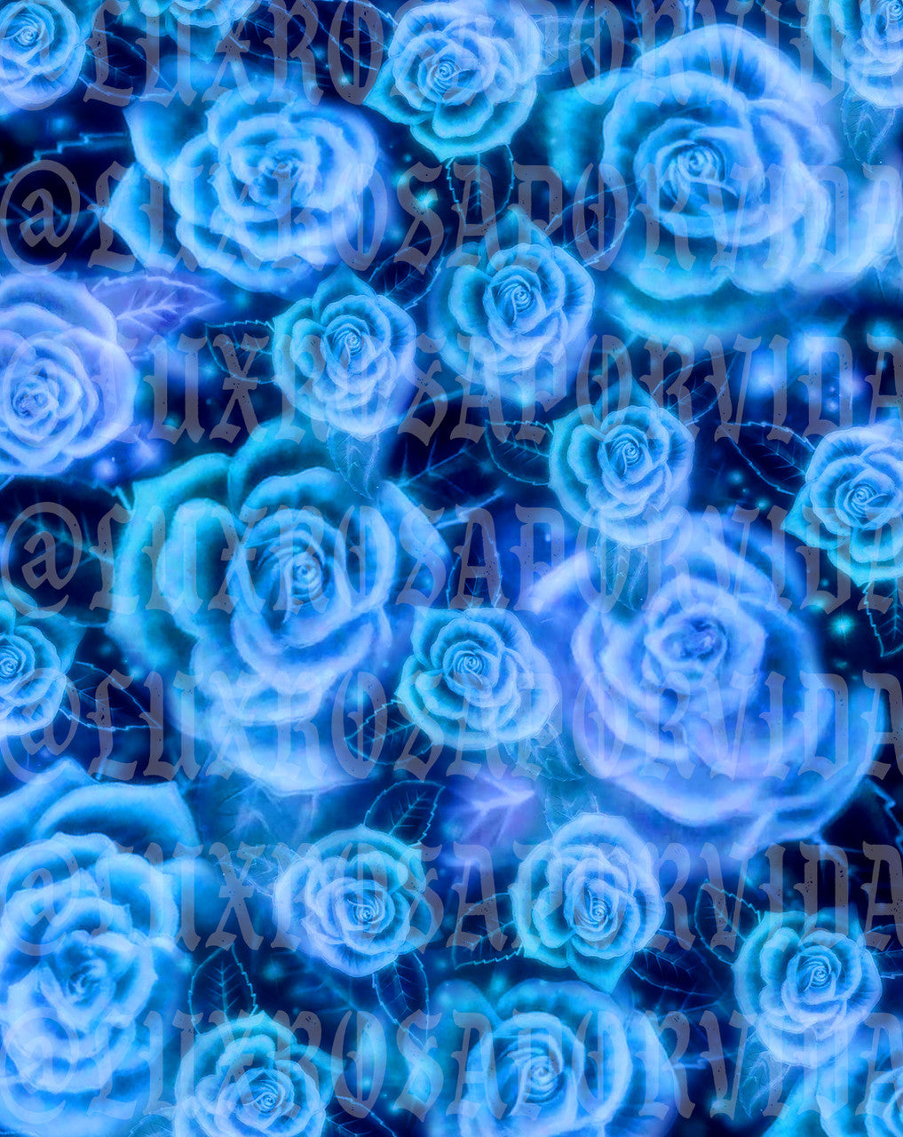 LIMITED EDITION Glamour Shotz  Airbrushed 'Full Bloom' Backdrop (BLUES) (Extra Large)