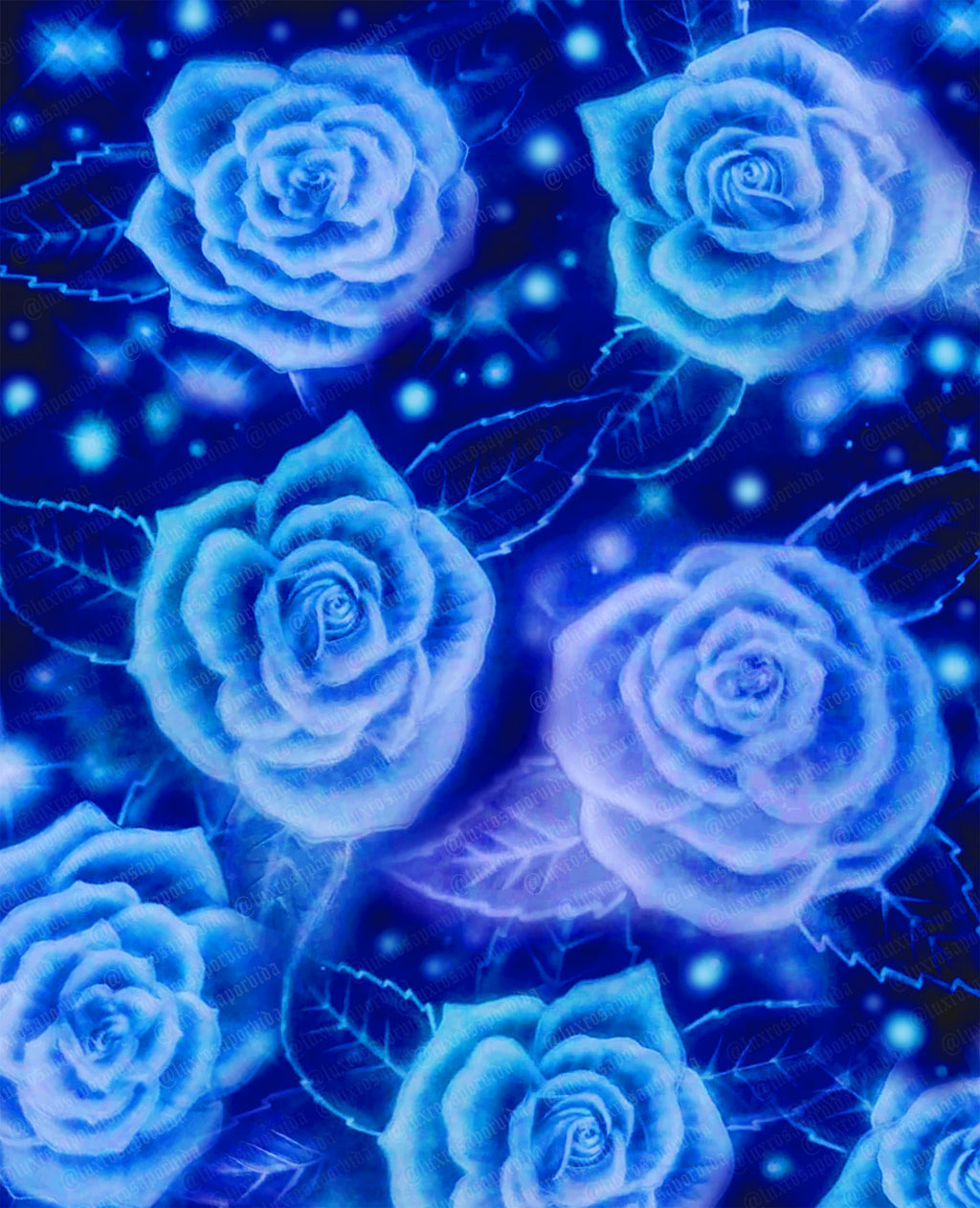 Y2K Early 2000s Backdrop 'Give Me My Flowers' Airbrush 90s Star Shots Backdrop (BLUE DREAM) (Extra Large)