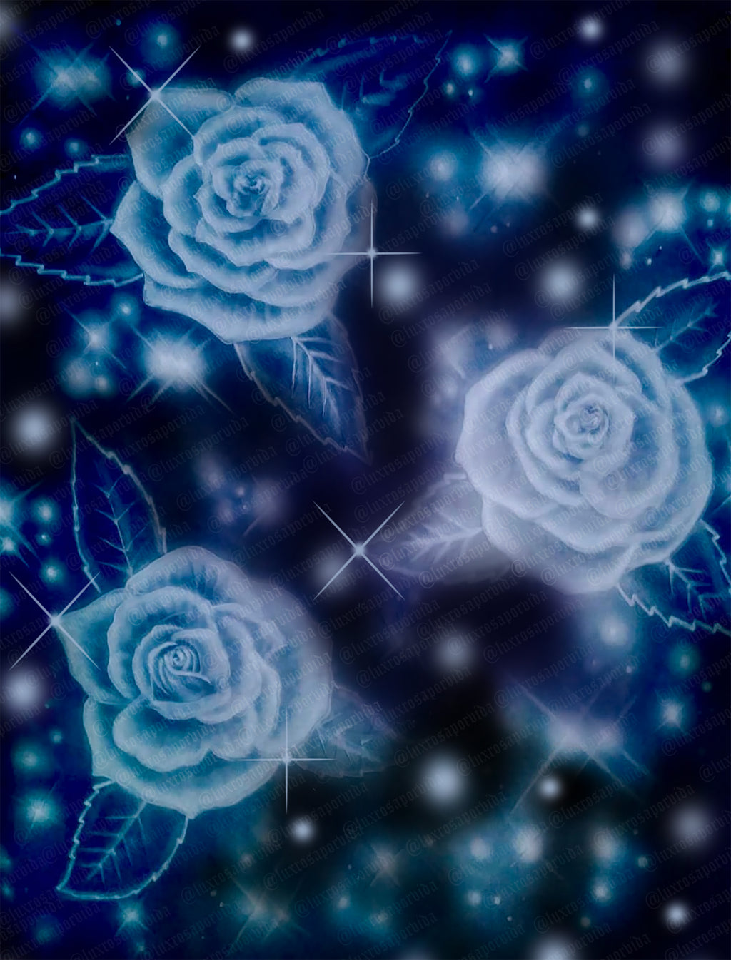 Glamour Shots Y2K Early 2000s 'MIDNIGHT ROSES' Airbrush 90s Backdrop (Midnight Blues) (Extra Large)