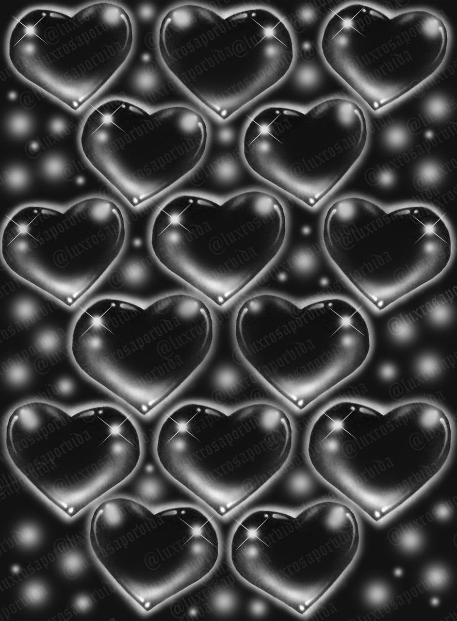 LIMITED EDITION Glamour Shotz  Airbrushed 'LOVE TKO' Heart Backdrop (BLACK) (Extra Large)
