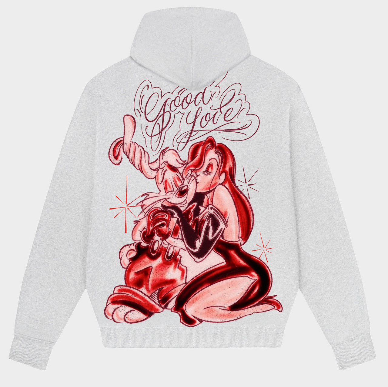 GOOD LOVIN' Pen & Ink Pullover Hoodie (Grey/Red)