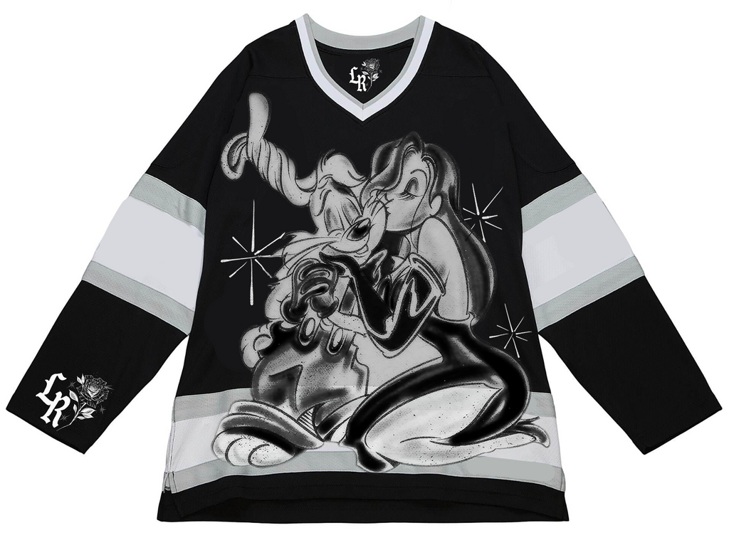 Ultra Premium 'Good Lovin' Pen & Ink Cut & Sew Long Sleeve Hockey Jersey (Black/Grey)
