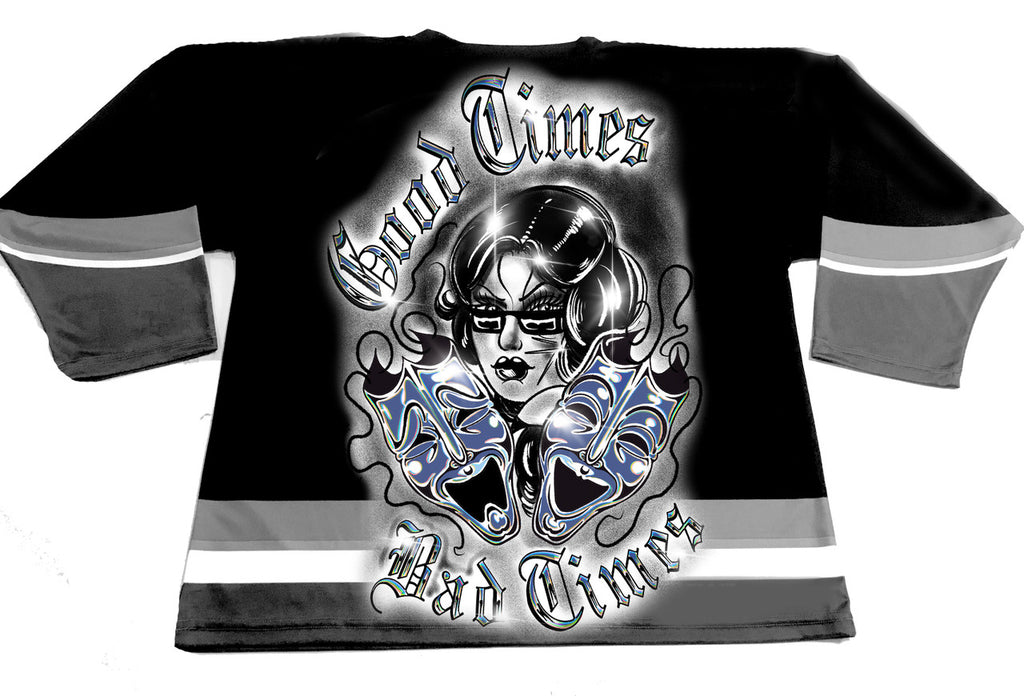 HARD TIMES' Pen & Ink Cut & Sew Long Sleeve Hockey Jersey (Black)