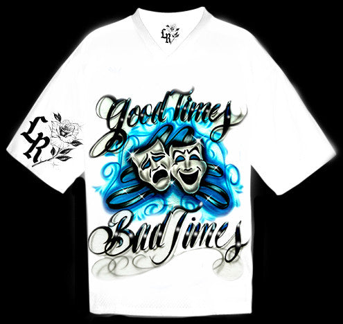 Good Times, Bad Times' Airbrush Cut & Sew Mesh Football Jersey (WHITE)