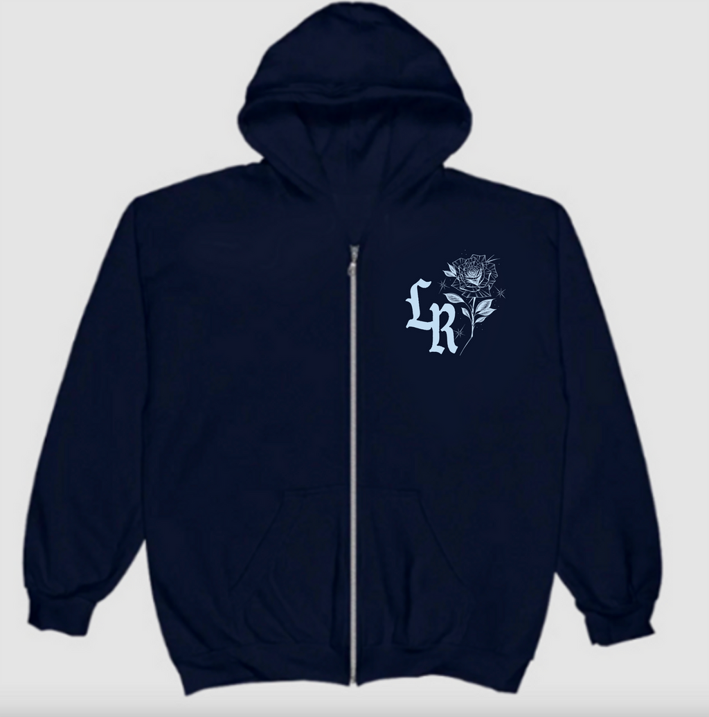You Really Got A Hold On Me' Pen & Ink Zip-Up Hoodie (NAVY)