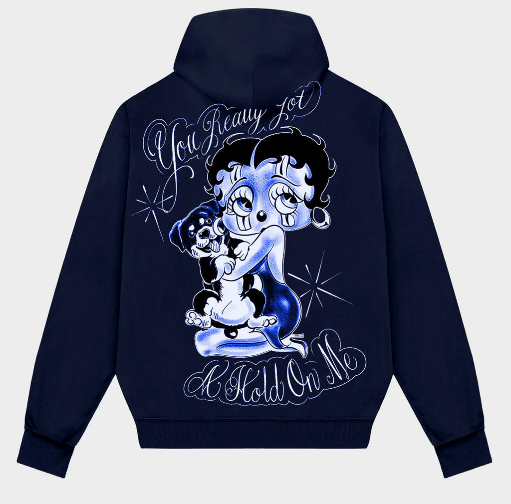 You Really Got A Hold On Me' Pen & Ink Zip-Up Hoodie (NAVY)