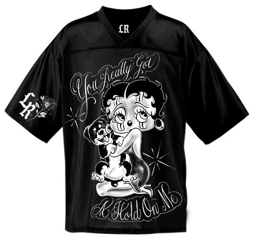 LR 'You Really Got A Hold On Me' Pen & Ink Cut & Sew Football Jersey (BLACK)