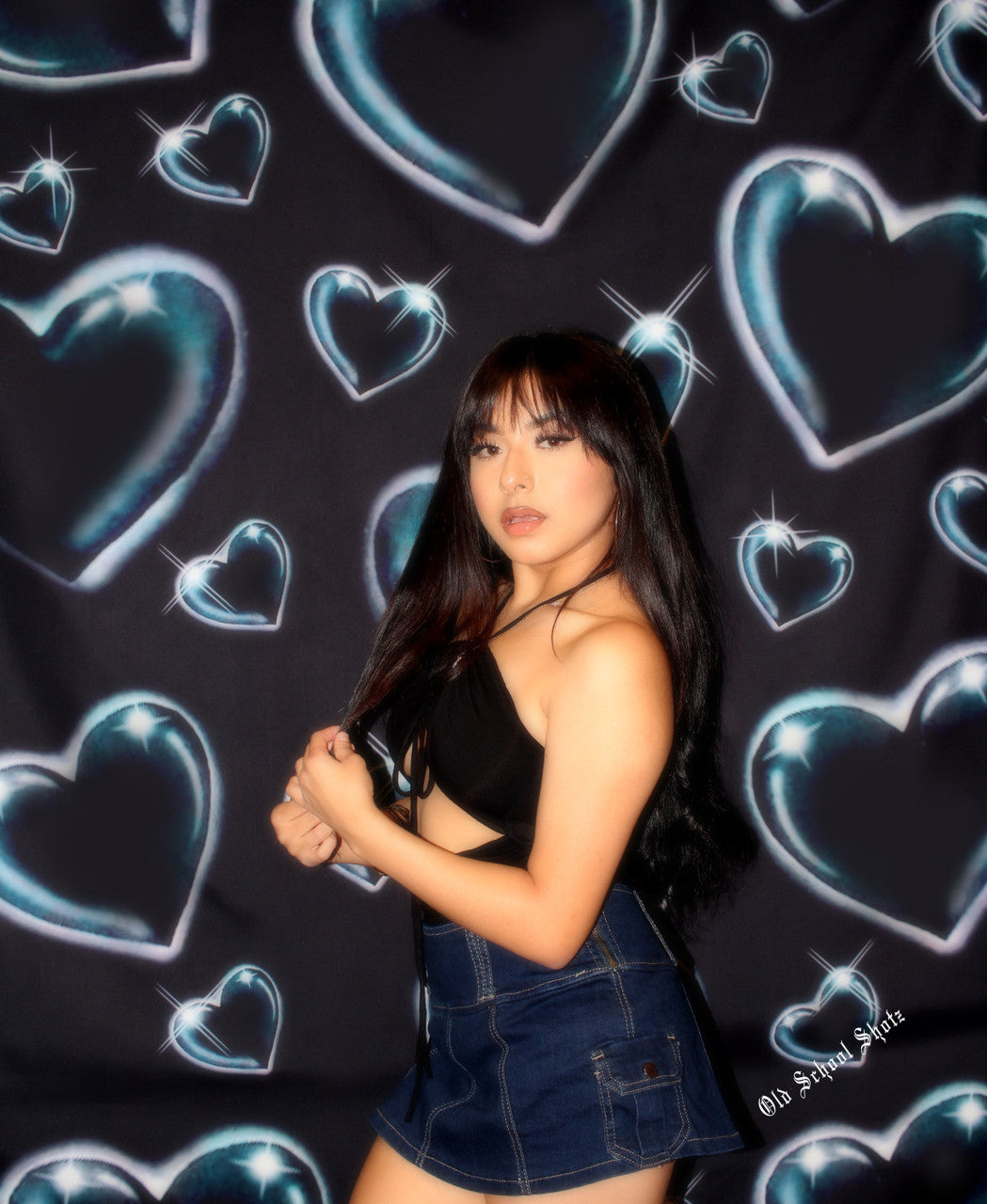 Glamour Shotz 'Heart Of Glass' Airbrushed Backdrop (Black) (Extra Large)