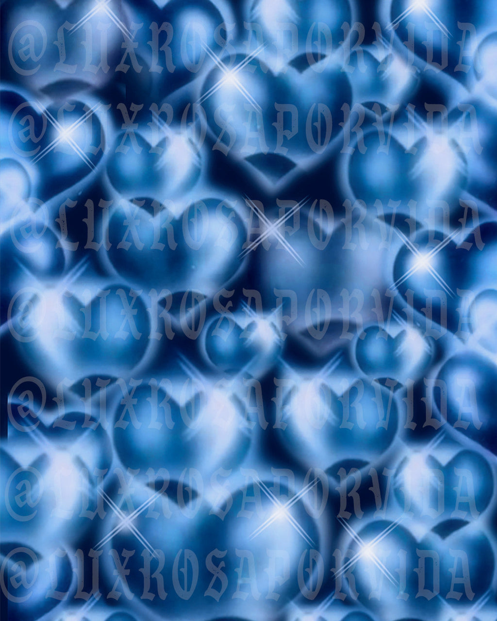 Glamour Shots Y2k 2000s Airbrush Hearts & Hynas Airbrush 90s Backdrop (Blue Sapphire) (Extra Large)