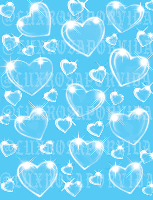 Glamour Shotz Y2K Early 2000s 'Heart Of Glass' Airbrush Backdrop (BABY BLUE) (Extra Large)
