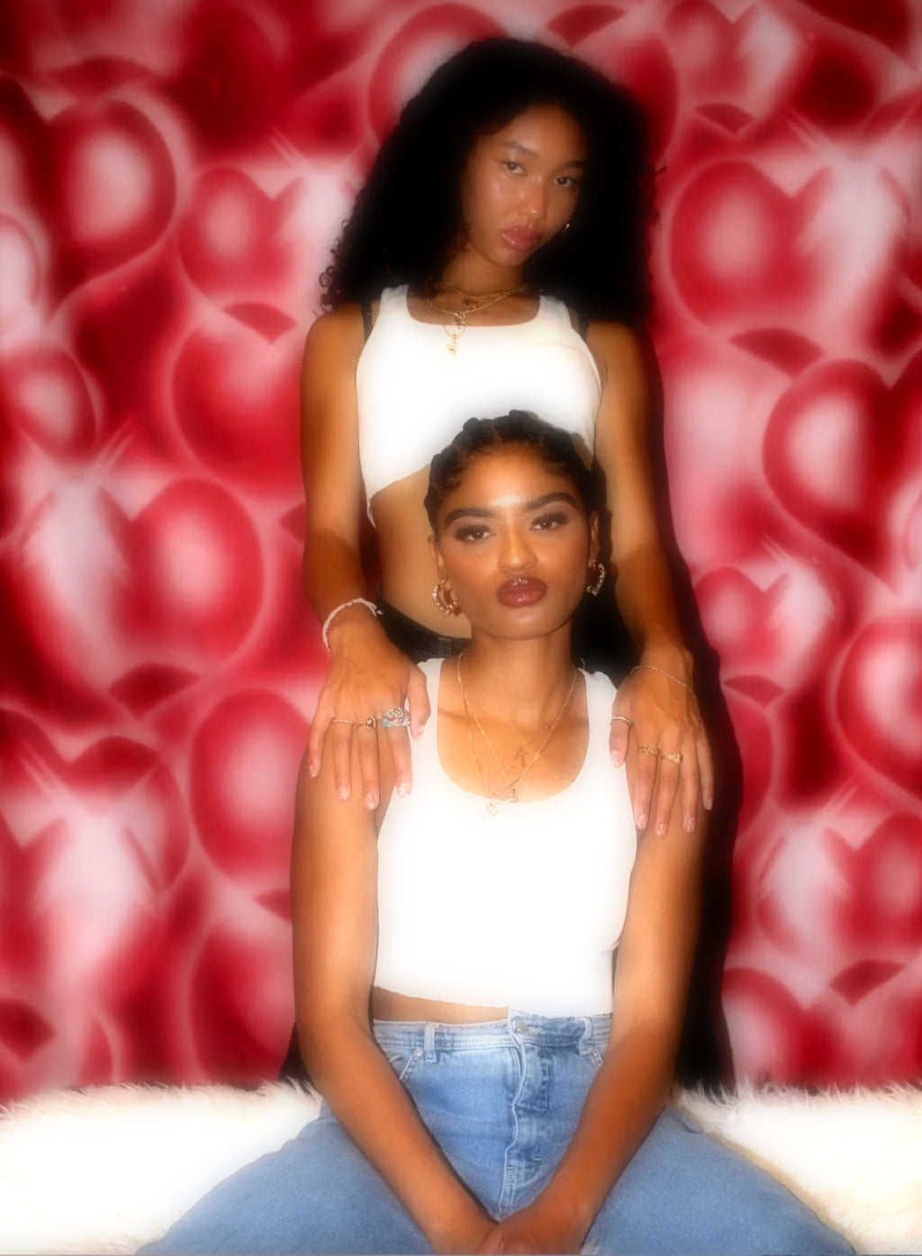 EXTRA EXTRA EXTRA XXX LARGE Y2K Early 2000s 'Hearts & Hynas' Glamour Shots Airbrush 90s Old School Backdrop (RED) (XXXL) Exclusive/Limited Edition!!