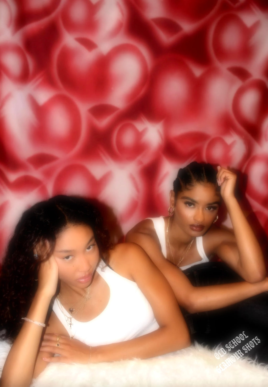 EXTRA EXTRA EXTRA XXX LARGE Y2K Early 2000s 'Hearts & Hynas' Glamour Shots Airbrush 90s Old School Backdrop (RED) (XXXL) Exclusive/Limited Edition!!