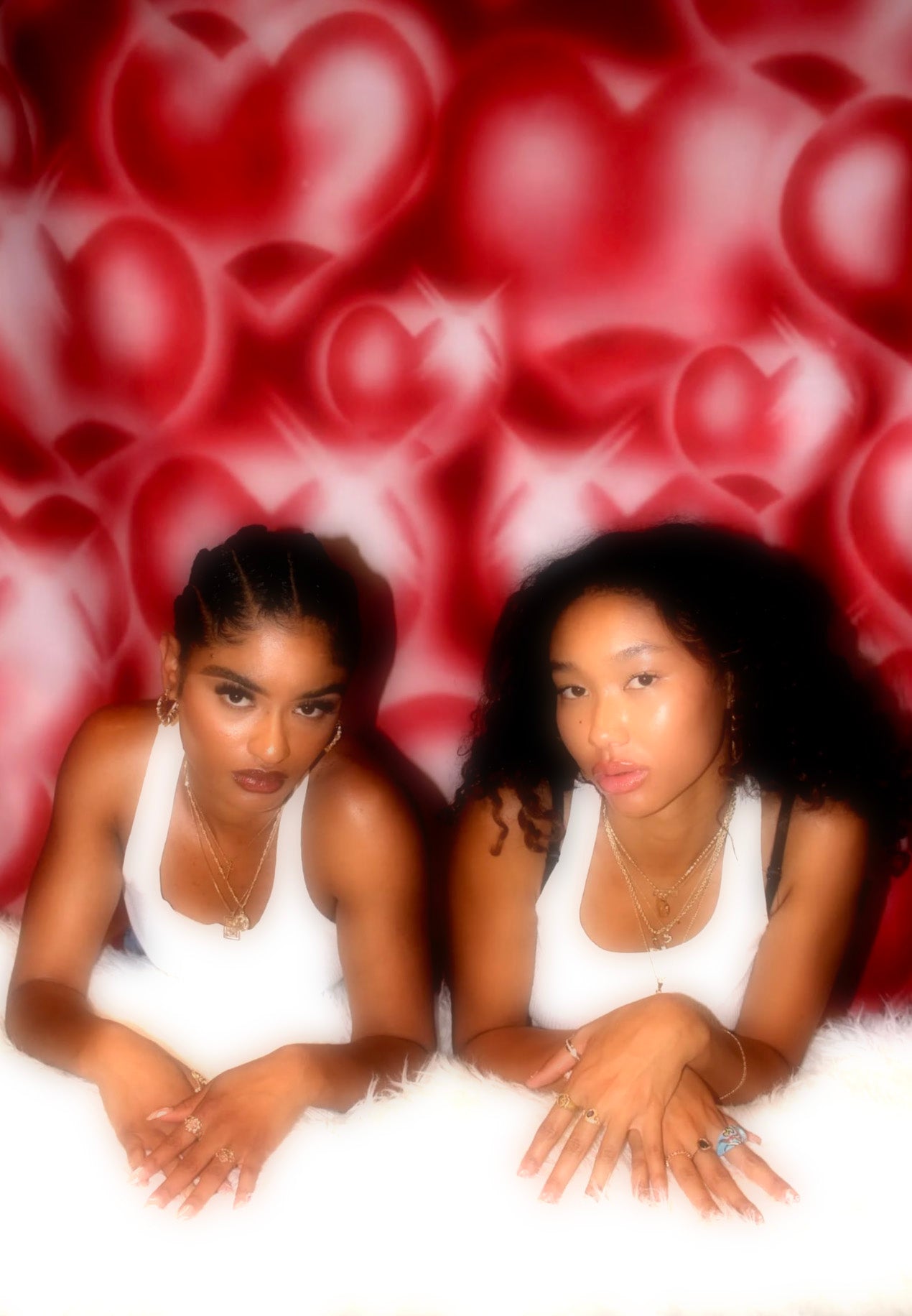 EXTRA EXTRA EXTRA XXX LARGE Y2K Early 2000s 'Hearts & Hynas' Glamour Shots Airbrush 90s Old School Backdrop (RED) (XXXL) Exclusive/Limited Edition!!