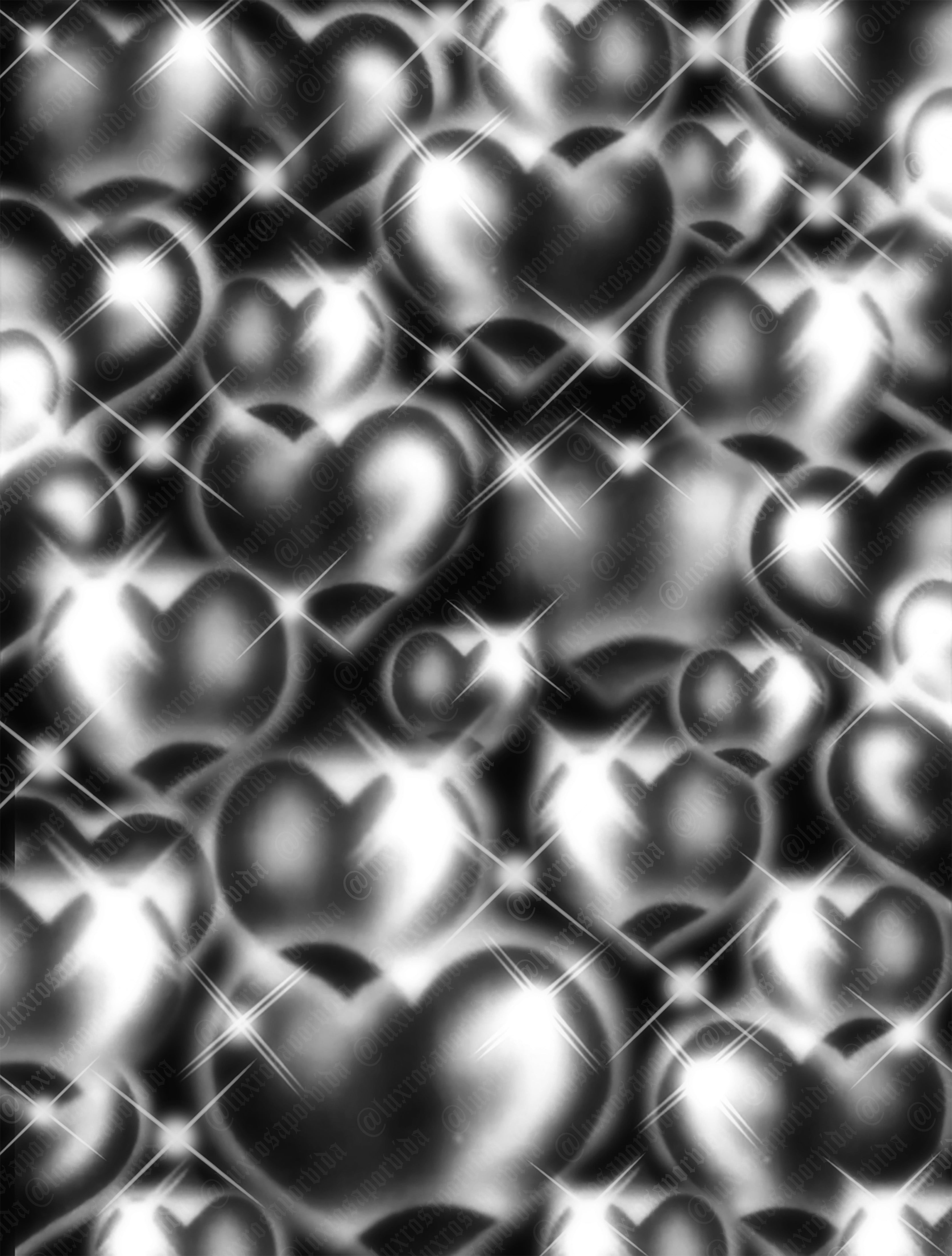 Y2K Early 2000s Airbrush 'Hearts & Hynas' Old School 90s Heart Glamour Shots Backdrop (BLACK/GREY/WHITE) (Extra Large)