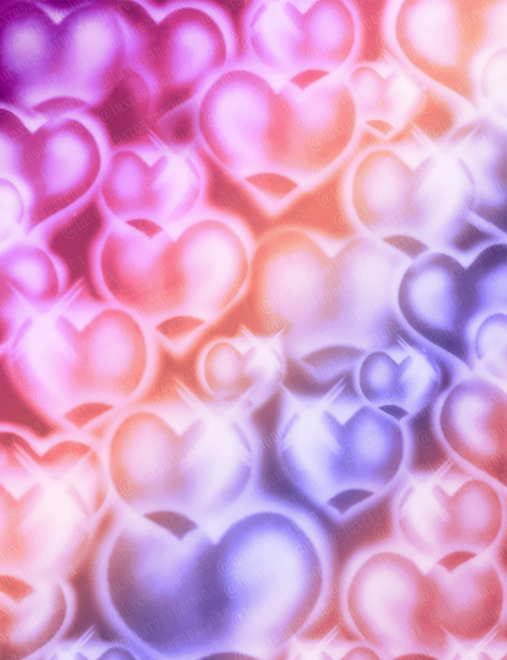 Early 2000s Y2K 'Hearts & Hynas Ombré Sorbet' Airbrush Glamour Shots 90s Backdrop (Ombré) (Extra Large)