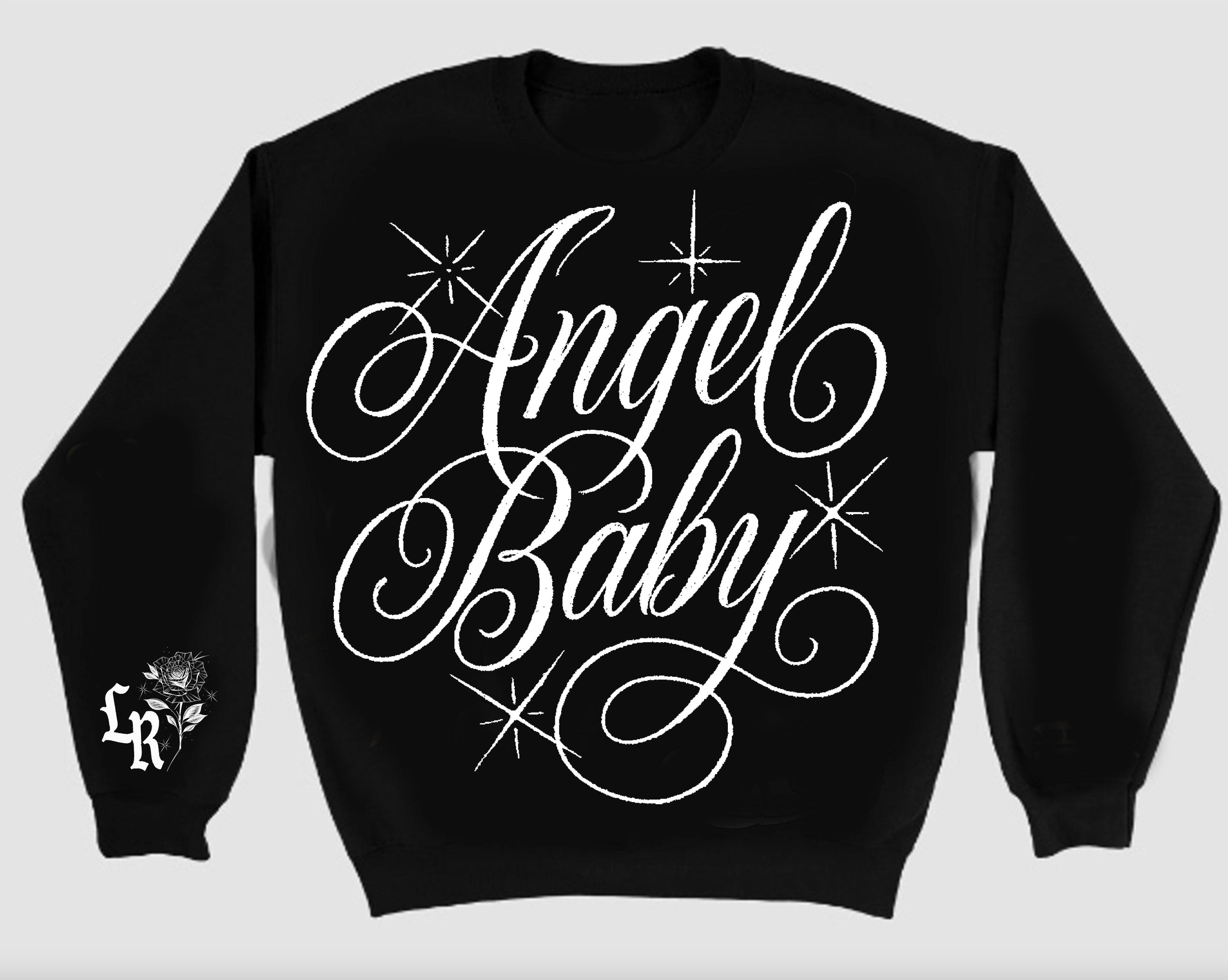 'HEAVENLY ANGEL' Script Crewneck (BLACK)