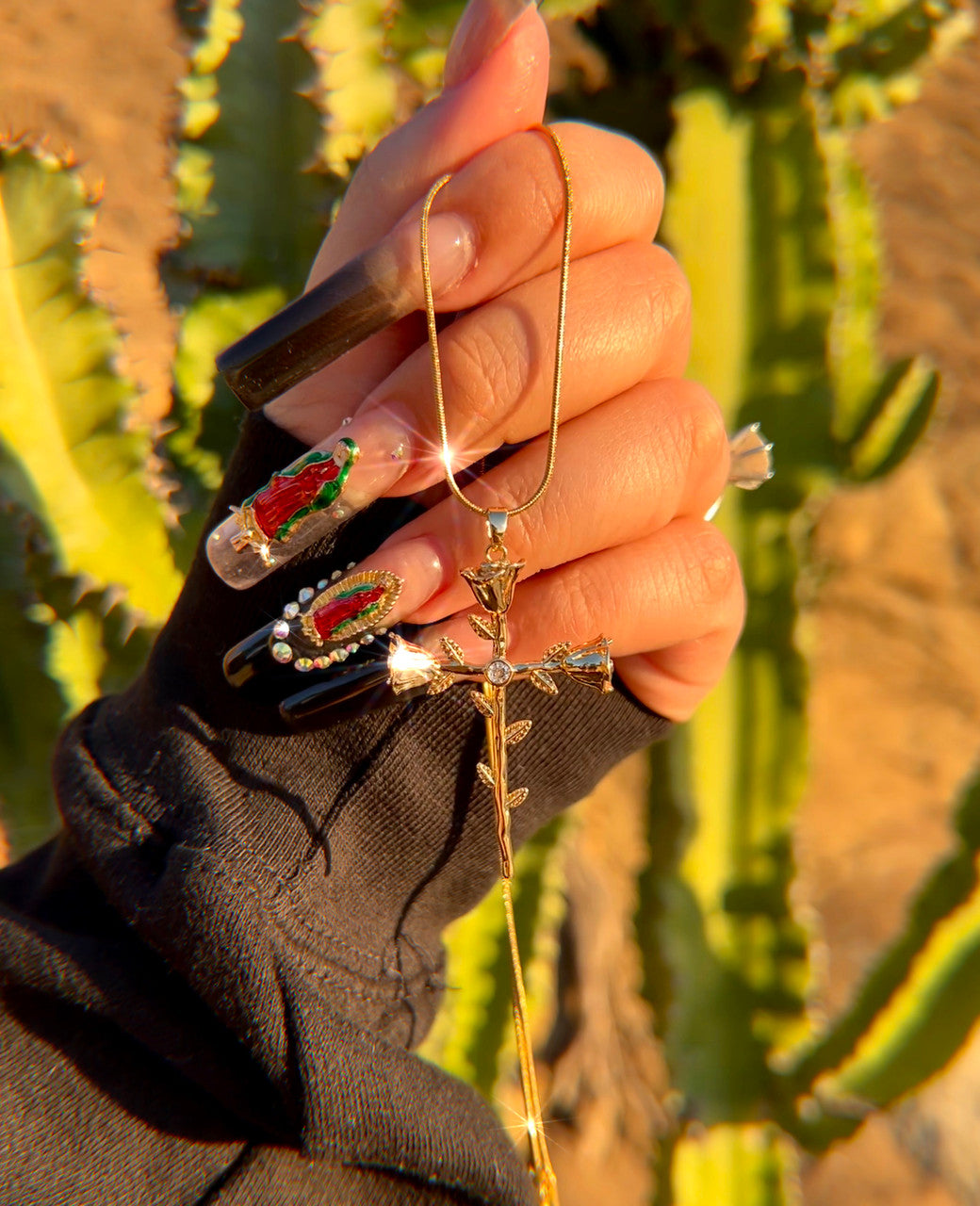 Protect Us Cross Snake Chain Necklace 24K Gold Filled