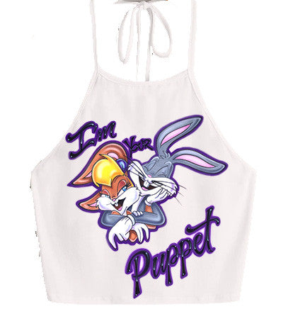 I'm Your Puppet Airbrushed Halter (White)