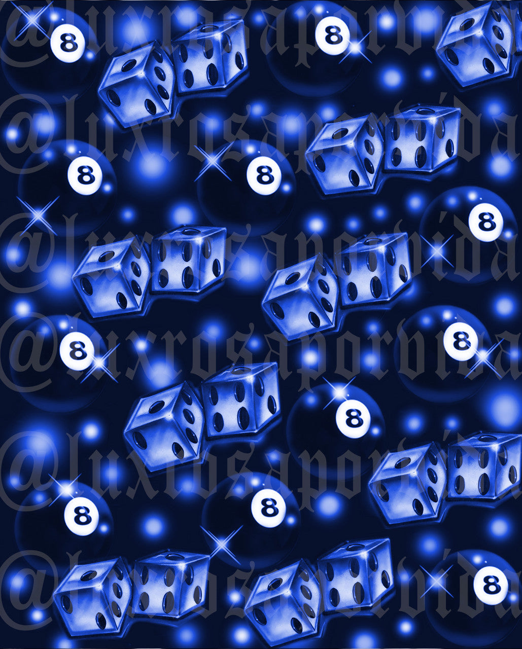 Star Shots Early 2000s Y2K 'IT MUST BE MAGIC' Airbrush Dice 8 Ball Backdrop (BLUE) (Extra Large)