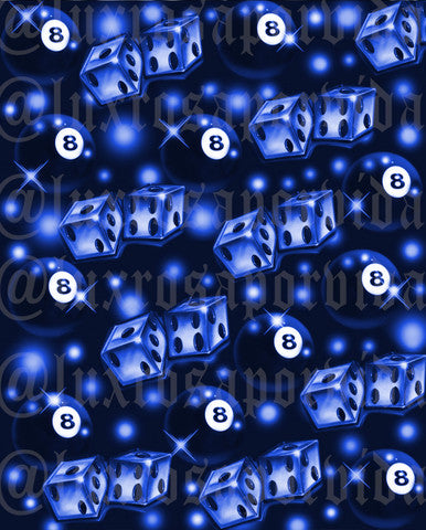 Star Shots Early 2000s Y2K 'IT MUST BE MAGIC' Airbrush Dice 8 Ball Backdrop (BLUE) (Extra Large)