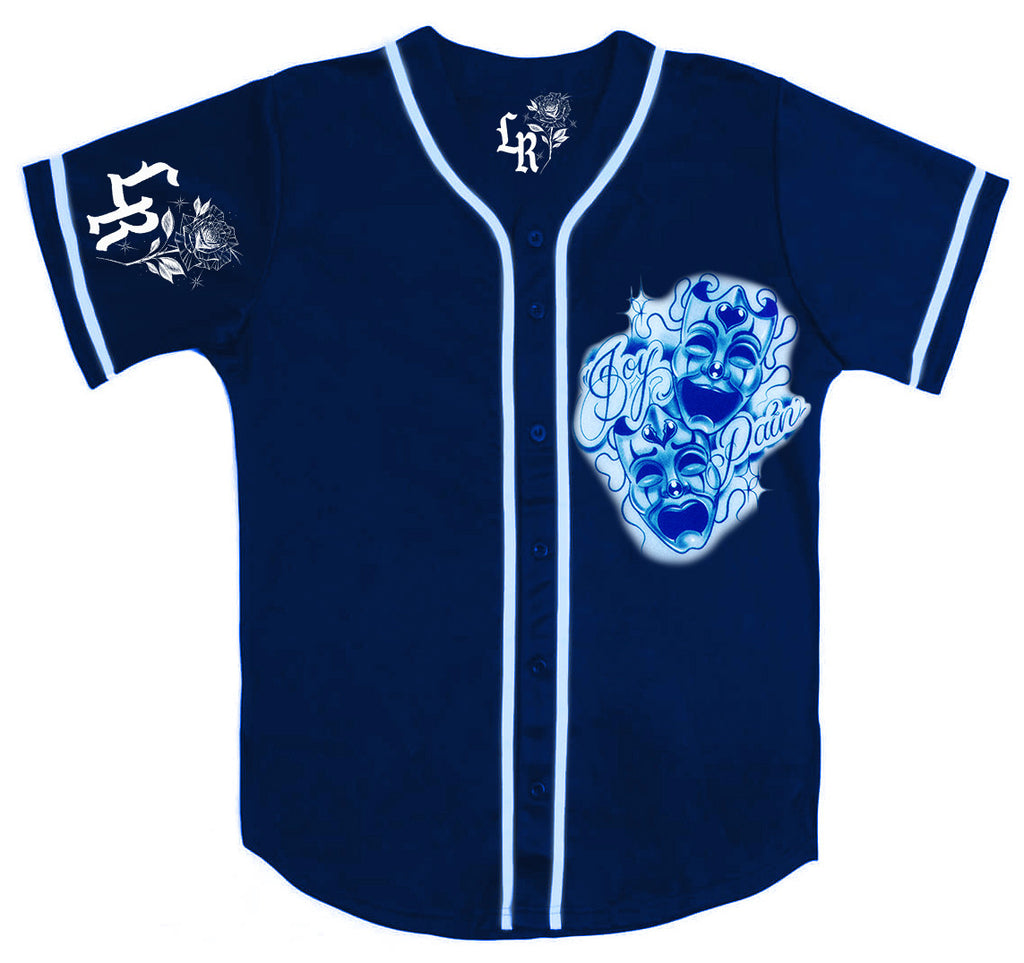 LR 'Joy & Pain' Cut & Sew Baseball Jersey (NAVY/BABY BLUE)