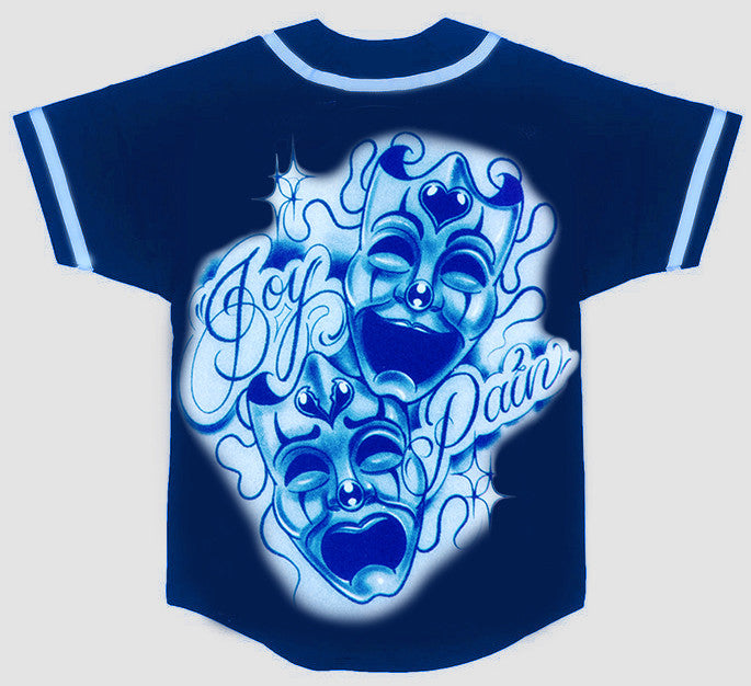 LR 'Joy & Pain' Cut & Sew Baseball Jersey (NAVY/BABY BLUE)