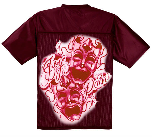 LR 'Joy & Pain' & Sew Football Jersey (BURGUNDY/RED)