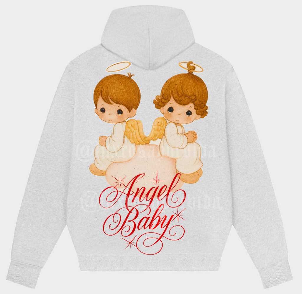 'JUST LIKE HEAVEN' Pen & Ink Pullover Hoodie (Sport Grey/Red)