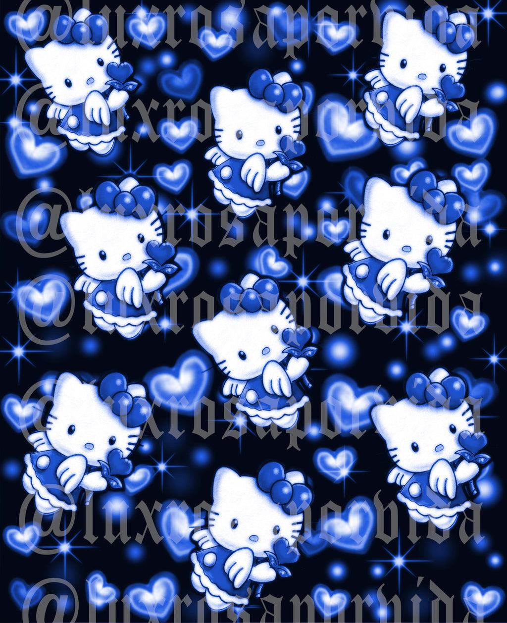 LIMITED EDITION Glamour Shotz  Airbrushed 'LOVE ME RIGHT' Heart Backdrop (BLUES) (Extra Large)