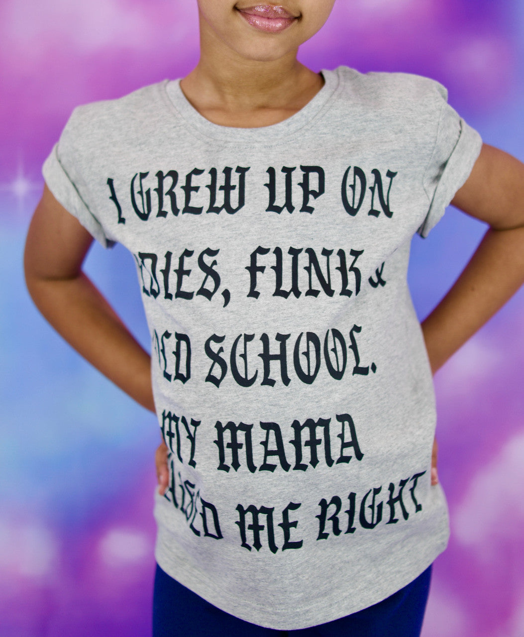 KIDS Mama Raised Me Right Kids Shirt (Grey) Toddler-Big Kids