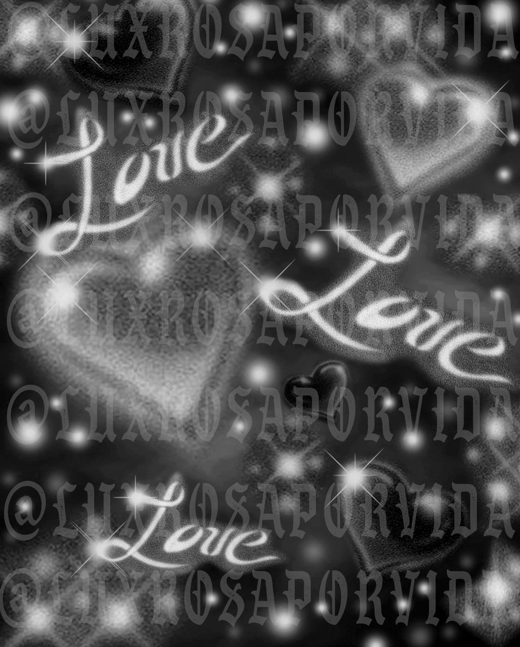 LIMITED EDITION Glamour Shotz 'La-La Means I LOVE You' Airbrushed  Backdrop (Black/White) (Extra Large)