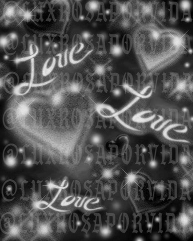 LIMITED EDITION Glamour Shotz 'La-La Means I LOVE You' Airbrushed  Backdrop (Black/White) (Extra Large)