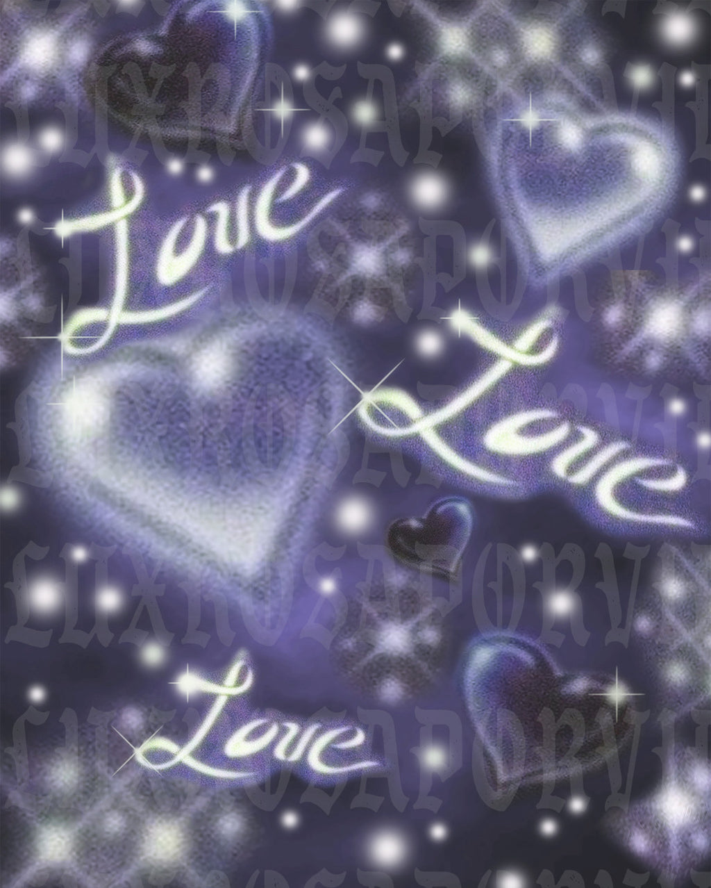 LIMITED EDITION VALENTINE'S 'La-La Means I LOVE You' Airbrushed Glamour Shot Backdrop (Purple/Blue/Silver) (Extra Large)