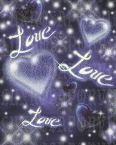 LIMITED EDITION VALENTINE'S 'La-La Means I LOVE You' Airbrushed Glamour Shot Backdrop (Purple/Blue/Silver) (Extra Large)