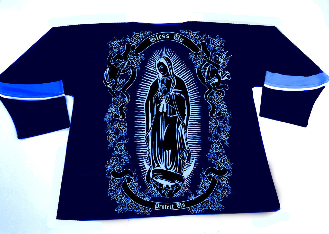 LR 'La Reina' Cut & Sew Long Sleeve Hockey Jersey (NAVY/LIGHT BLUE/WHITE)