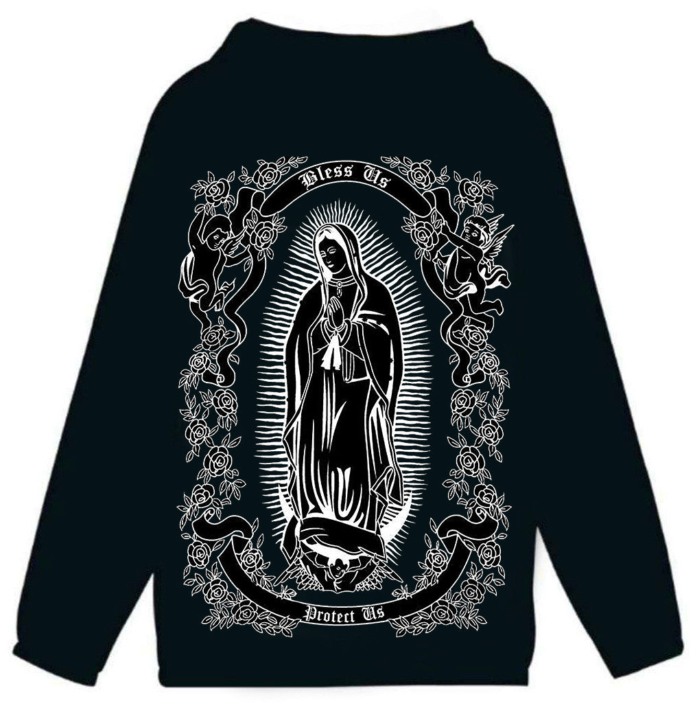Limited Edition 'La Reina De Mi Vida' Cut & Sew Hooded Mesh Lined Windbreaker (Black)