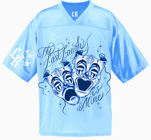 LR 'Last Laugh Is Mine' & Sew Football Jersey (BABY BLUE)