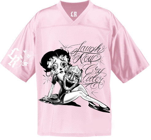 Look Over Your Shoulder' Pen & Ink Cut & Sew Football Jersey (PINK)