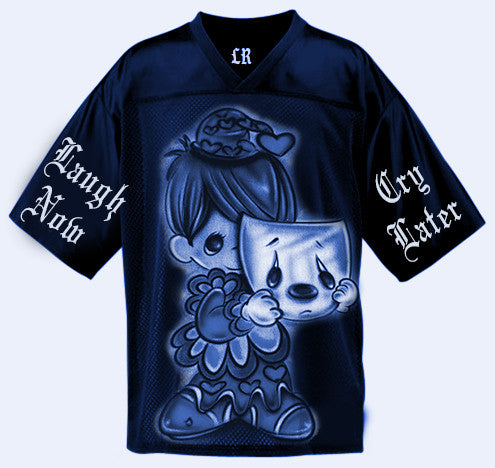 KIDS 'Laugh Now Cry Later Precious Moments' Airbrushed Cut & Sew KIDS Football Jersey (BLUE)