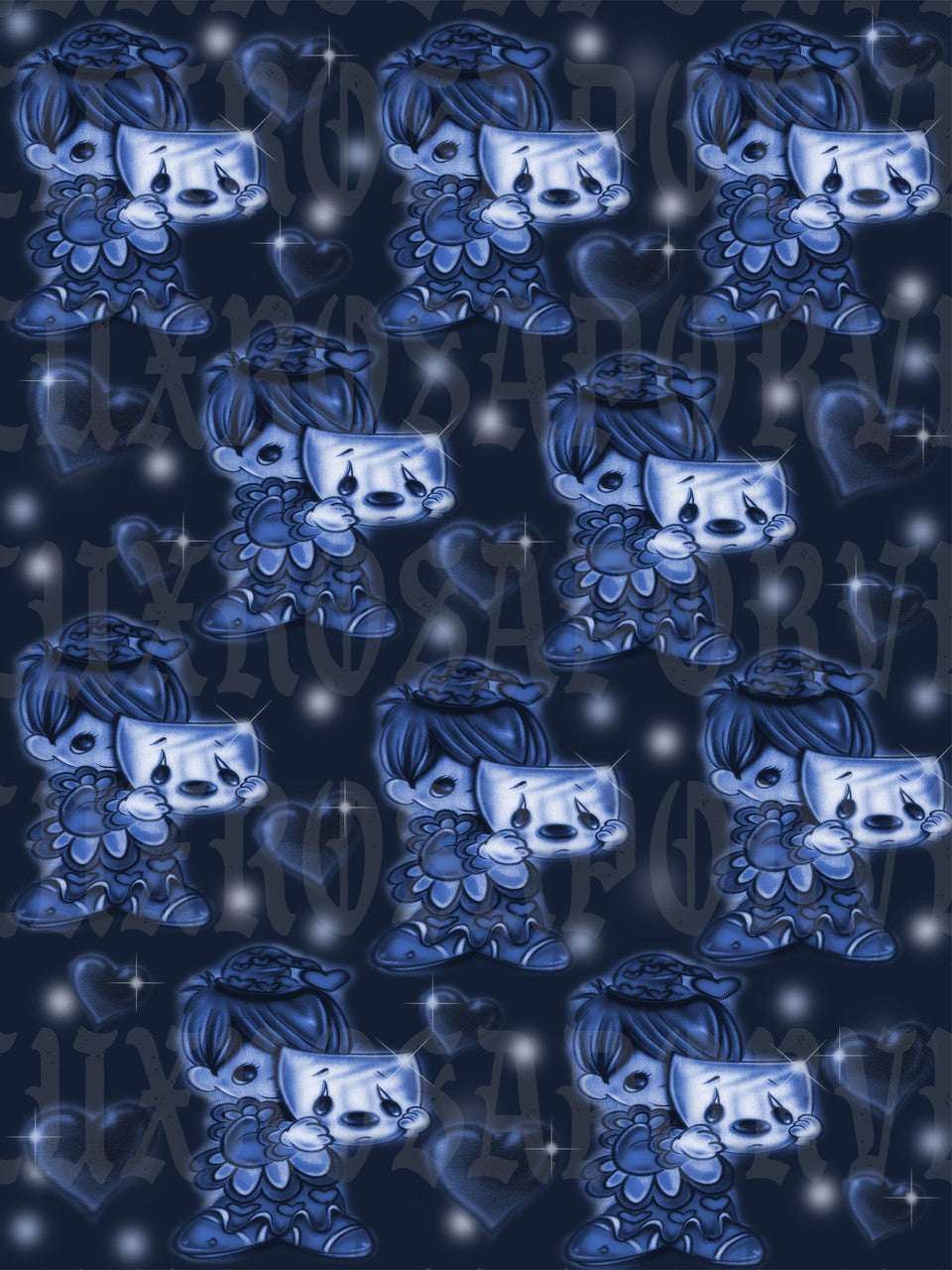 LIMITED EDITION Glamour Shotz Airbrushed 'Laugh Now, Cry Later PM' Backdrop (NAVY) (Extra Large)
