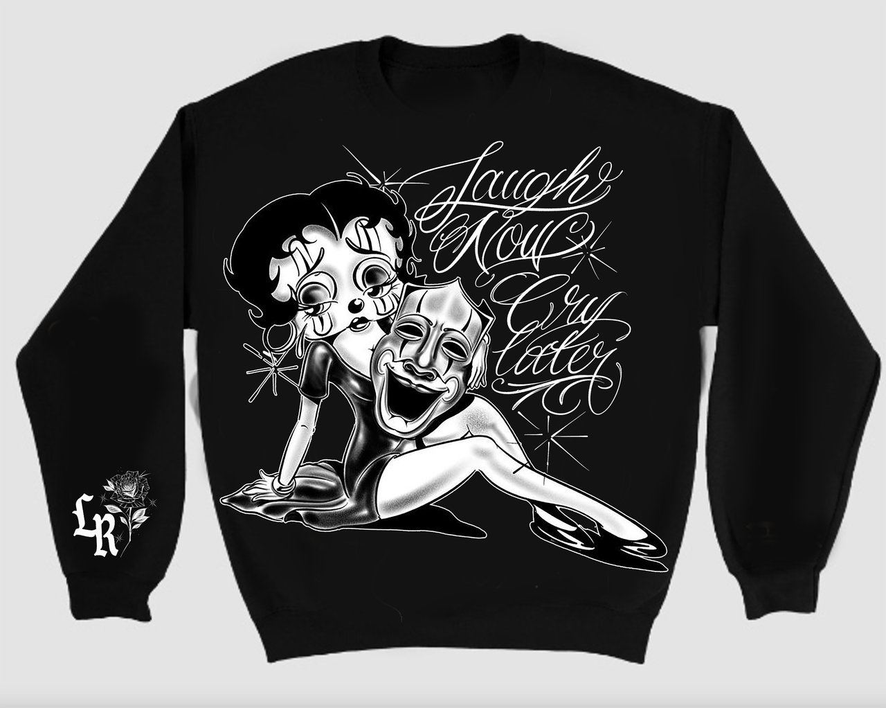 Look Over Your Shoulder' Pen & Ink Crewneck (Black)