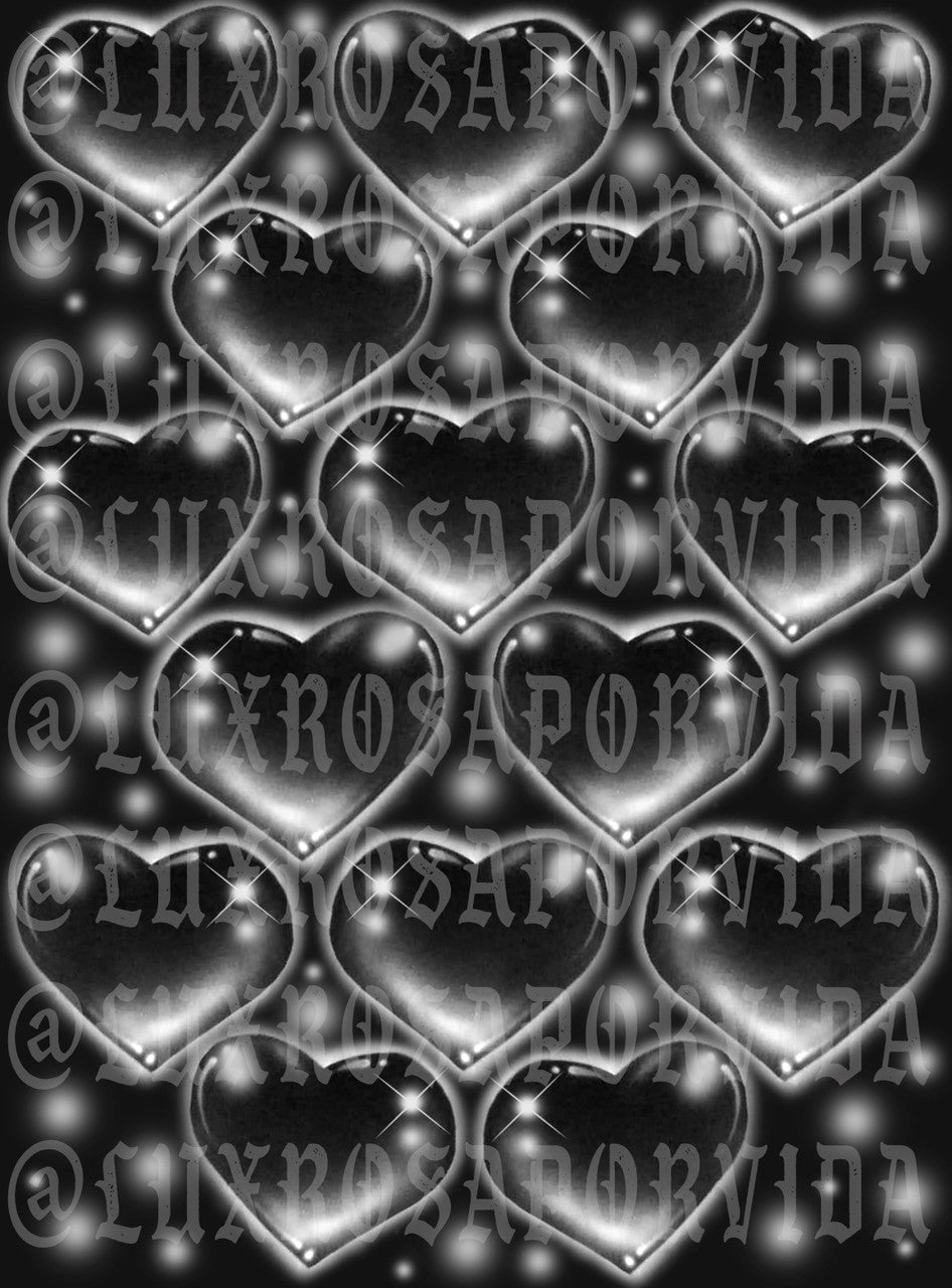 LIMITED EDITION Glamour Shotz  Airbrushed 'LOVE TKO' Heart Backdrop (BLACK) (Extra Large)