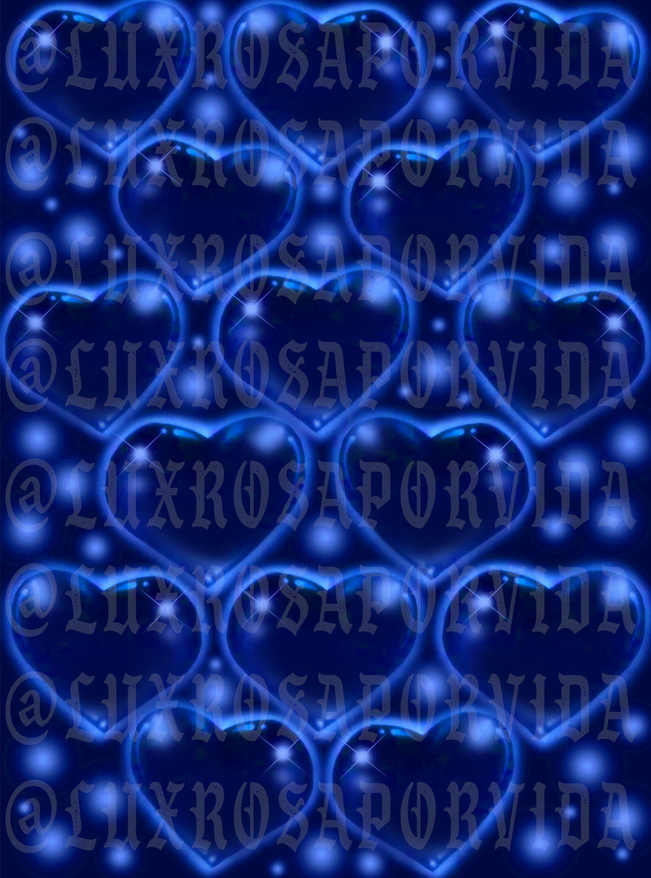LIMITED EDITION Glamour Shotz  Airbrushed 'LOVE TKO' Heart Backdrop (OCEAN BLUES) (Extra Large)