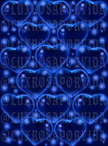 LIMITED EDITION Glamour Shotz  Airbrushed 'LOVE TKO' Heart Backdrop (OCEAN BLUES) (Extra Large)