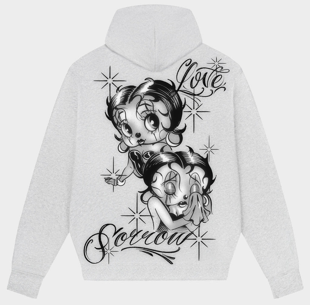 Love & Sorrow' Pen & Ink Zip-Up Hoodie (Grey)